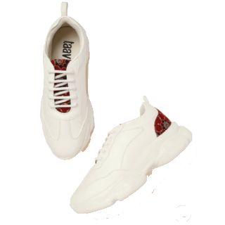 Taavi Women White & Maroon Sneakers at Rs.1499